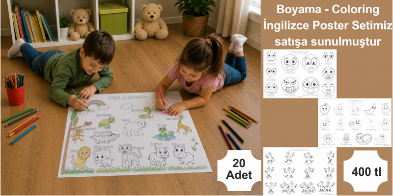 İngilizce boyama poster seti
