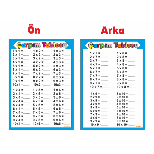 Çarpım Tablosu Yaz Sil