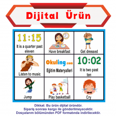 Dijital Ürün - İngilizce Tombala - Eylemler - Saatler - Günlük Aktiviteler