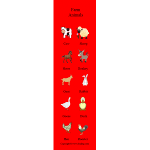 Farm Animals Bookmark - Çiftlik Hayvanları Kitap Ayracı