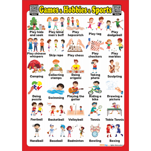 Games, Hobbies, Sports - İngilizce Oyunlar, Hobiler ve Sporlar Poster Games, Hobbies, Sports - İngilizce Oyunlar, Hobiler ve Sporlar Poster