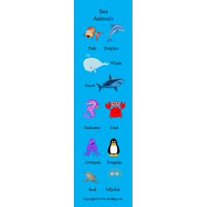 Sea Animals Bookmark - Deniz Hayvanları Kitap Ayracı