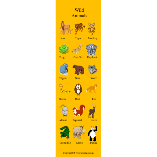 Wild Animals Bookmark - Vahşi Hayvanlar Kitap Ayracı