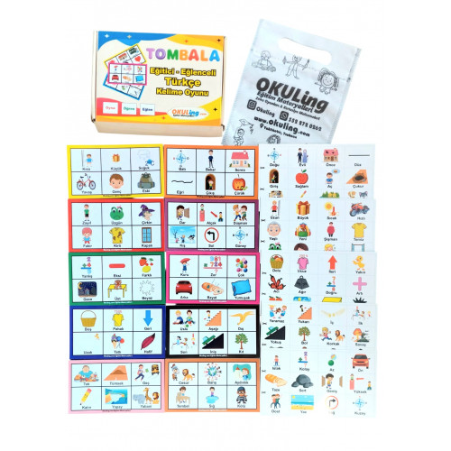 Zıt - Karşıt - Anlamlı  Kelimeler - Türkçe Kelime Tombala Oyunu