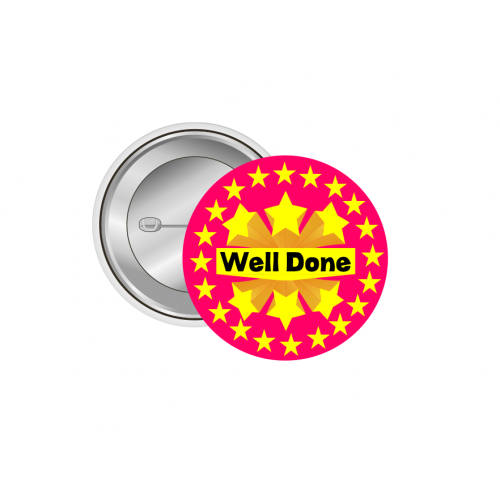 Well Done İngilizce Motivasyon Rozeti - 44 mm